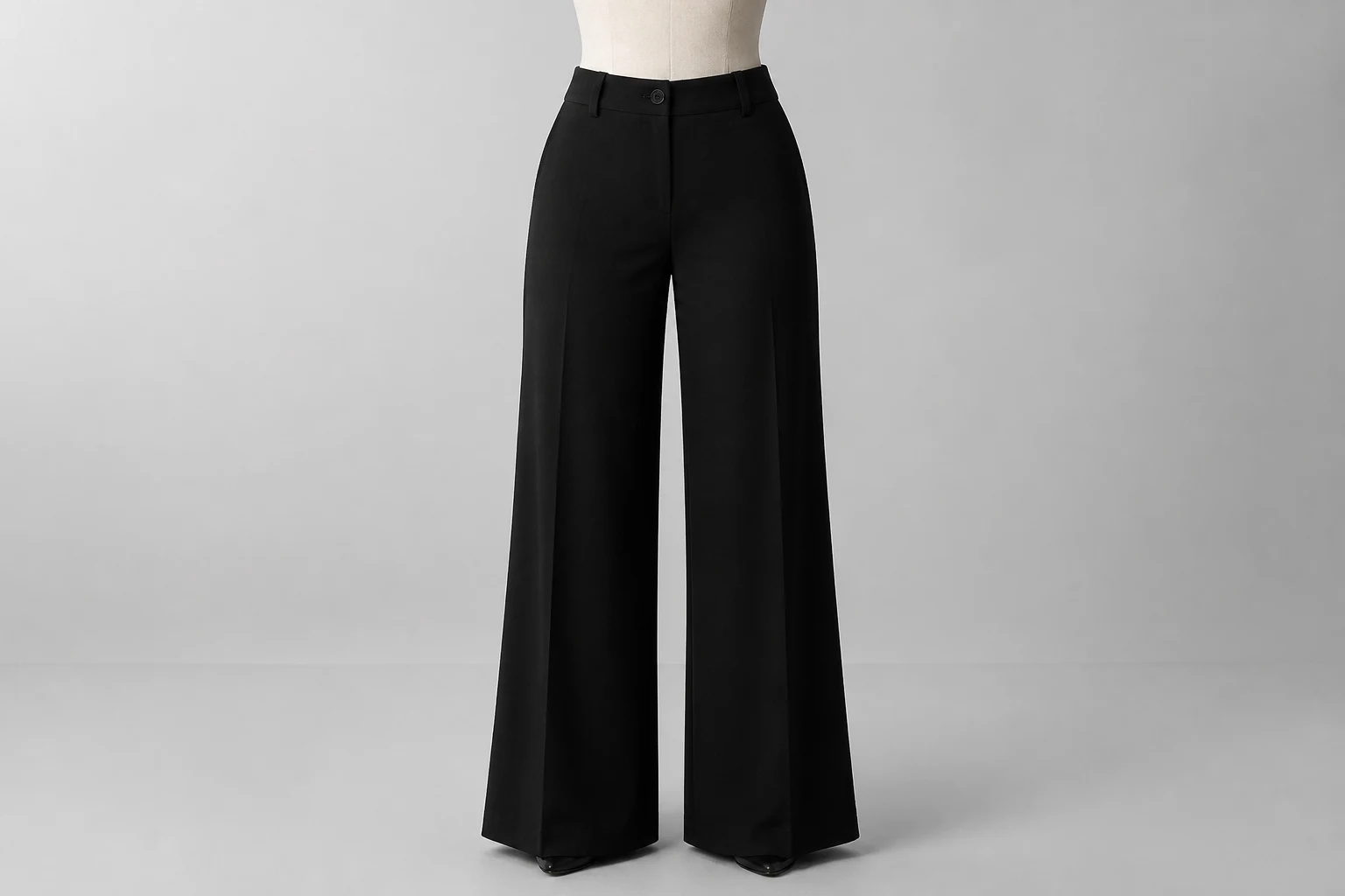 Black Wide-Leg Trousers – Black Crepe Western Wide-Leg Pants | Custom Tailored