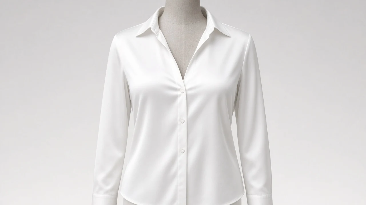 White Satin Formal Cutaway Collar Full Sleeve Shirt - Women's Solid White Satin Formal Shirt | Custom Tailored