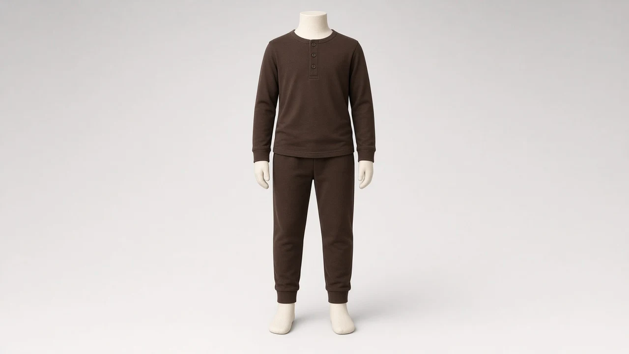 Chocolate Cotton Henley Jogger Co-ord - Boys Henley with Cotton Joggers | Custom Tailored