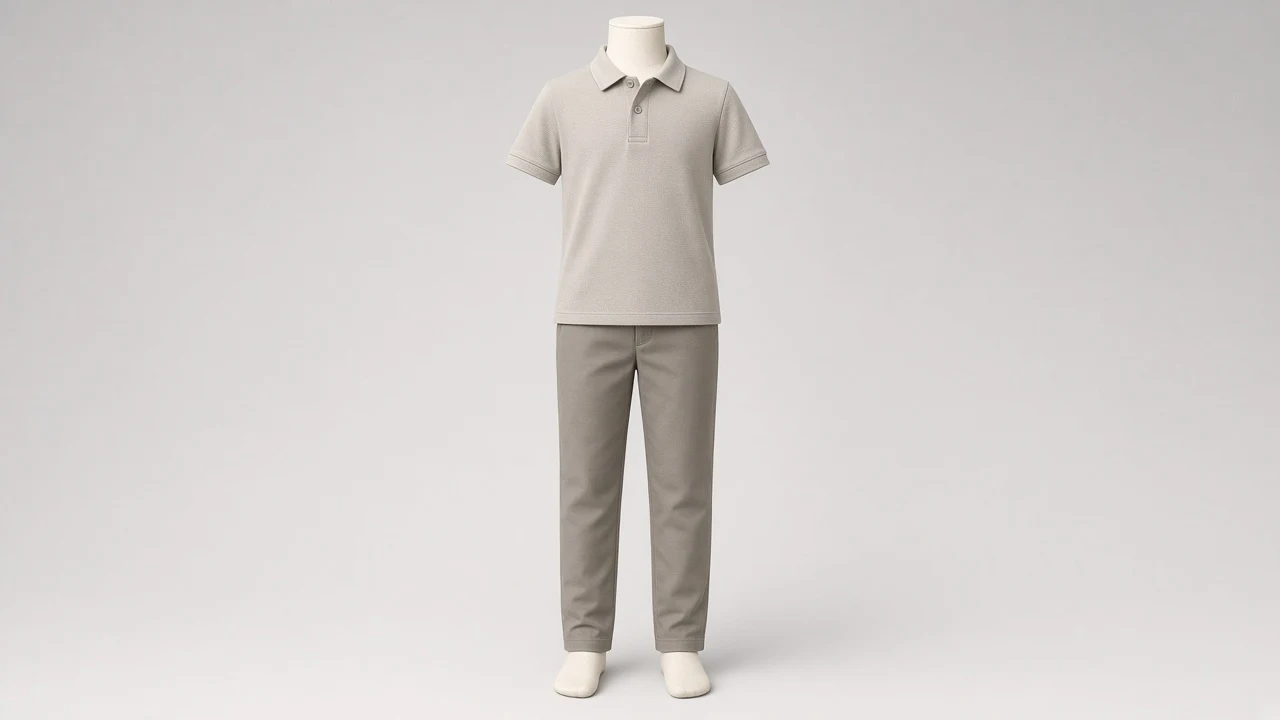 Stone Grey Cotton Polo Chino Co-ord - Boys Polo with Grey Chinos | Custom Tailored