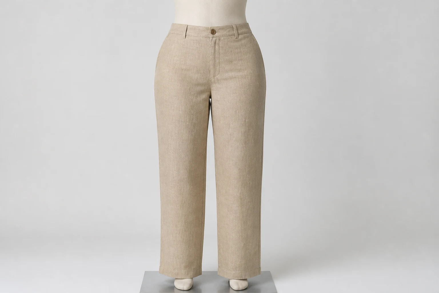 Beige Linen Straight Trousers – Beige Linen Western Straight Pants | Custom Tailored