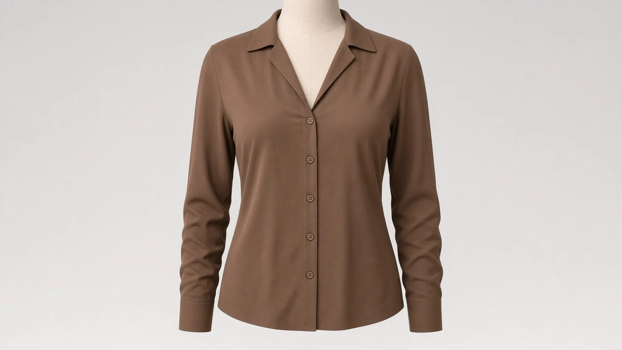 Mocha Brown Rayon Camp Collar Full Sleeve Shirt - Women's Solid Mocha Rayon Shirt | Custom Tailored