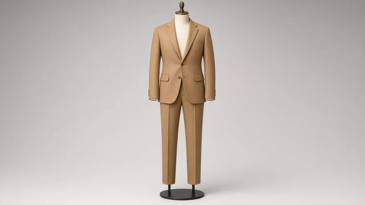 Camel Wool Single-Breasted Suit – Men's Camel Wool Blazer + Trousers | Custom Tailored
