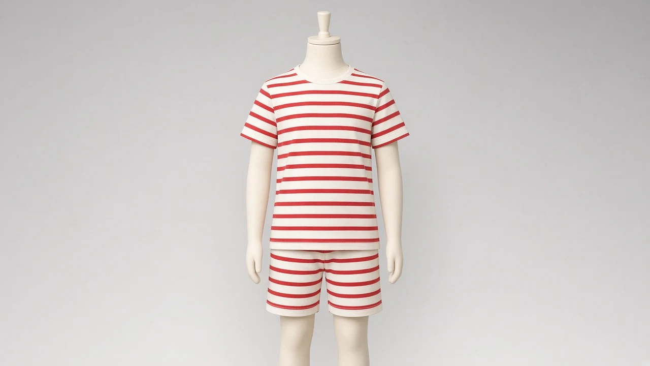 Red Stripe Cotton Tee Shorts Co-ord - Boys Stripe Tee with Matching Shorts | Custom Tailored