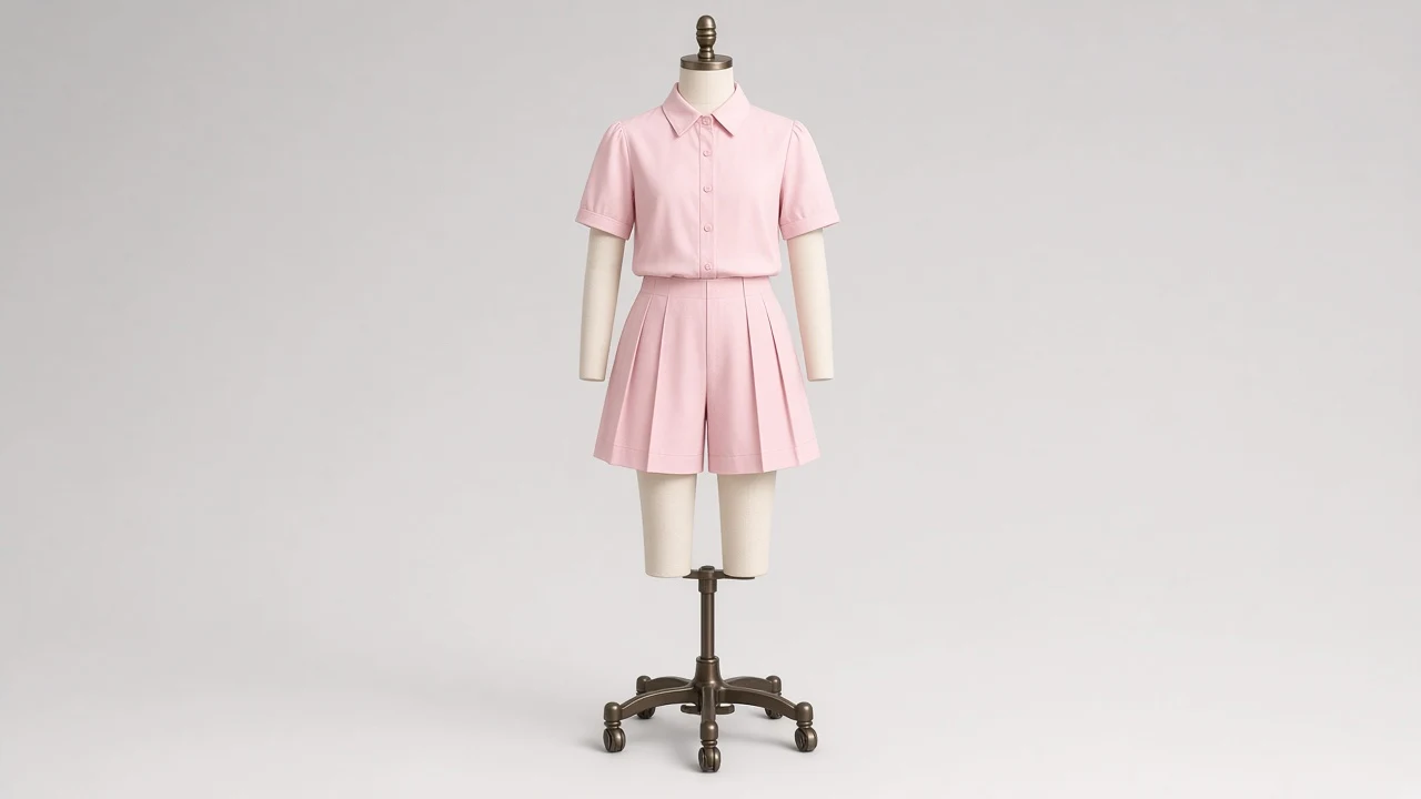 Baby Pink Collar Blouse Shorts Co-ord - Girls Collar Blouse with Pleated Shorts | Custom Tailored