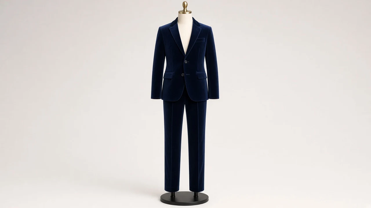 Navy Velvet Dinner Suit – Boys' Navy Velvet Blazer + Trousers | Custom Tailored Kids