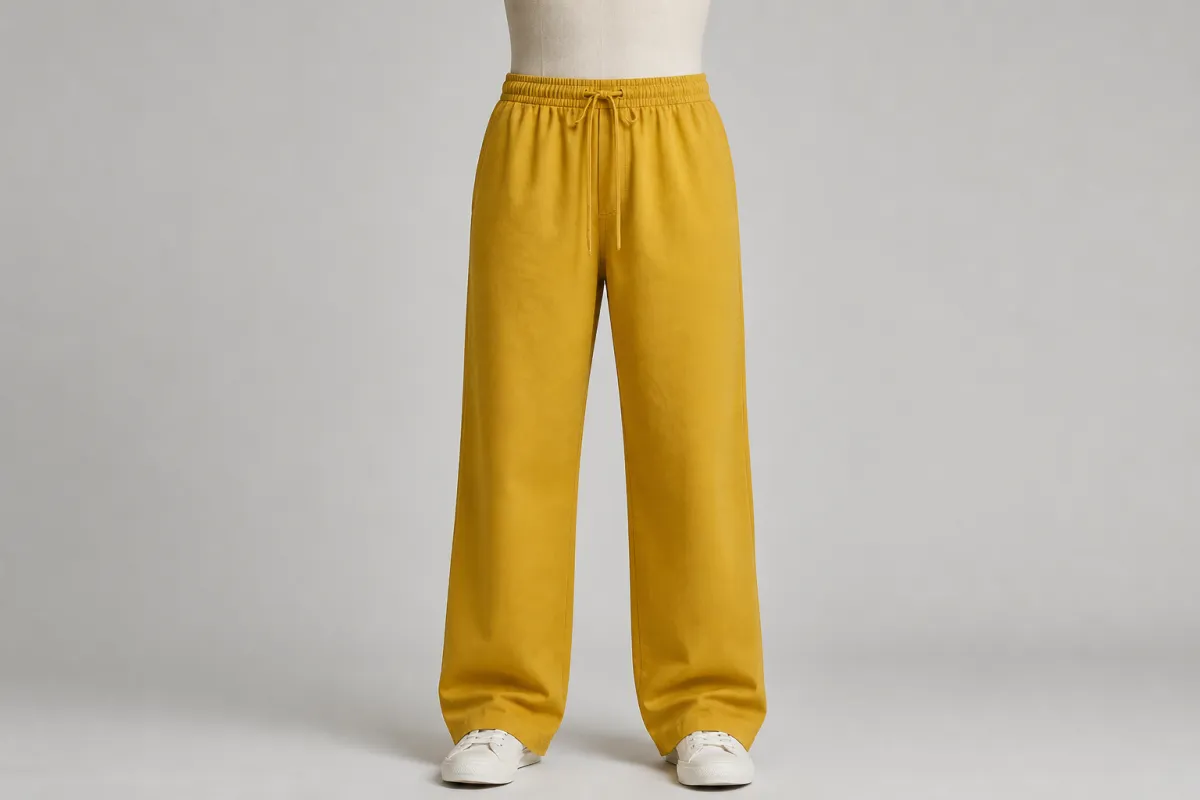 Mustard Cotton Wide-Leg Pants – Mustard Cotton Baggy Wide-Leg | Custom Tailored