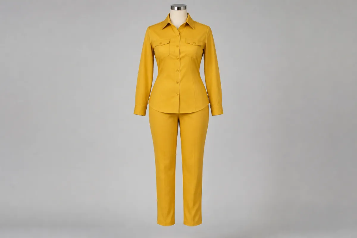 Mustard Cotton Shirt Trouser Co-ord – Mustard Cotton Shirt with Trousers | Custom Tailored