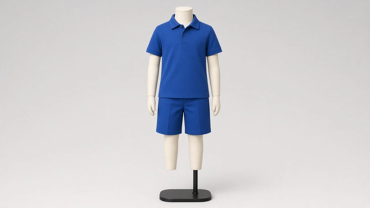 Cobalt Blue Cotton Polo Shorts Co-ord - Boys Polo with Cotton Shorts | Custom Tailored