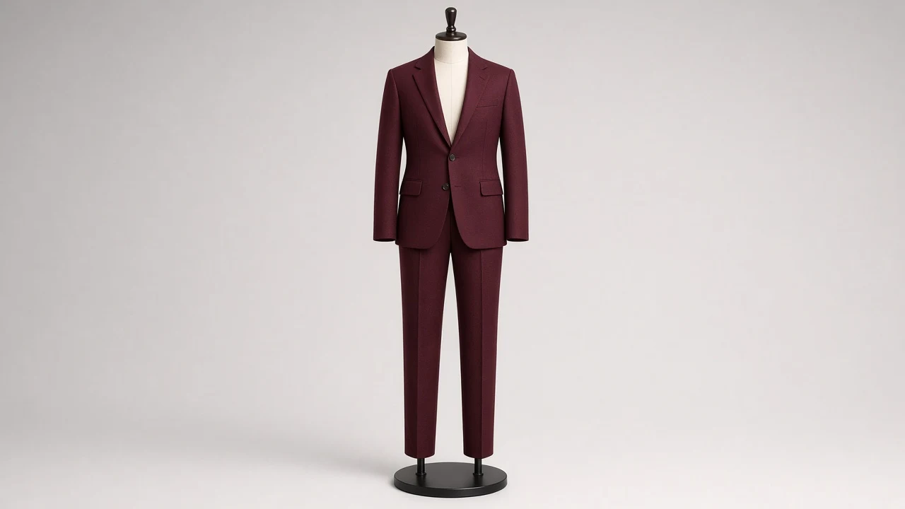 Burgundy Wool Single-Breasted Suit – Men's Burgundy Wool Blazer + Trousers | Custom Tailored