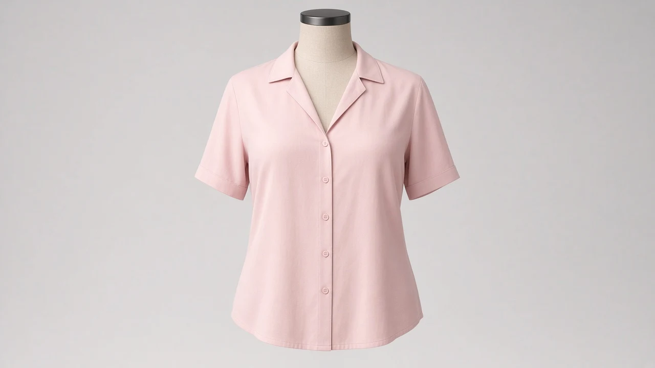 Blush Pink Rayon Camp Collar Half Sleeve Shirt - Women's Solid Blush Rayon Shirt | Custom Tailored