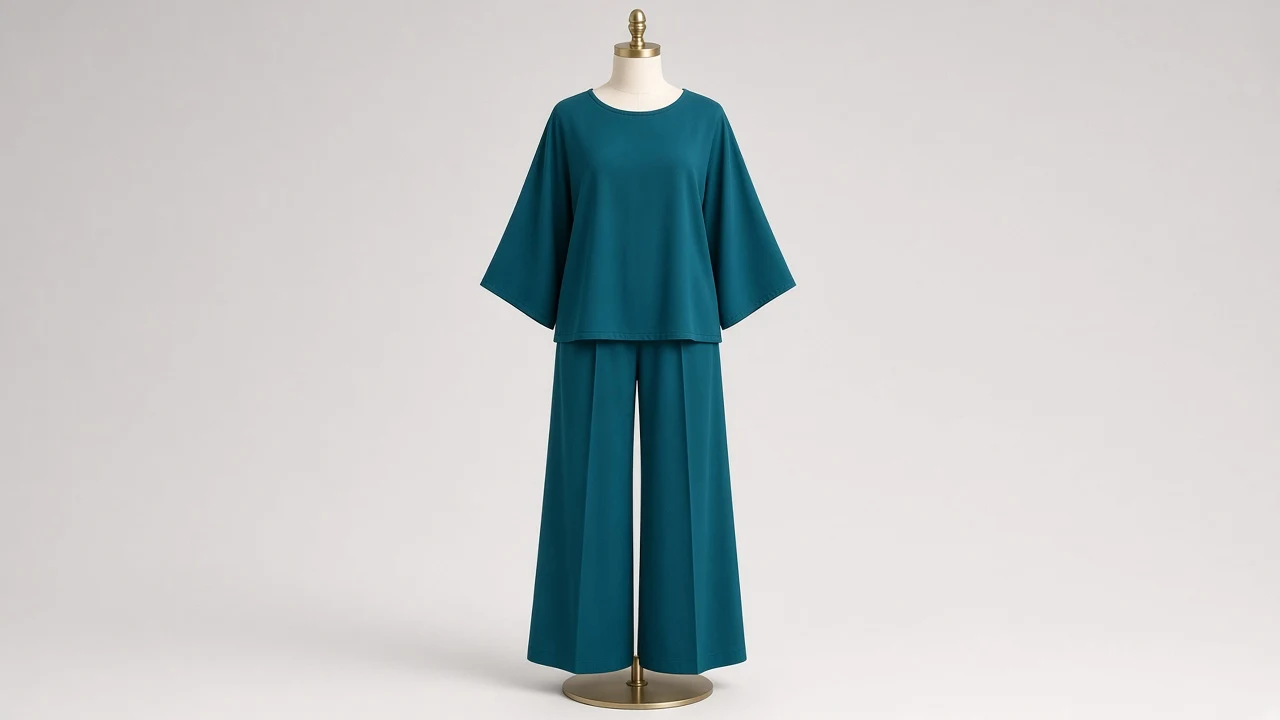 Teal Kimono Sleeve Wide Pant Co-ord - Girls Kimono-Sleeve Top with Wide Pants | Custom Tailored