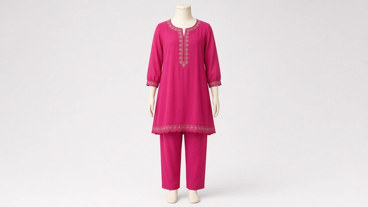 Fuchsia Georgette Kurti Set – Girls Fuchsia Georgette Kurti with Pants | Custom Tailored