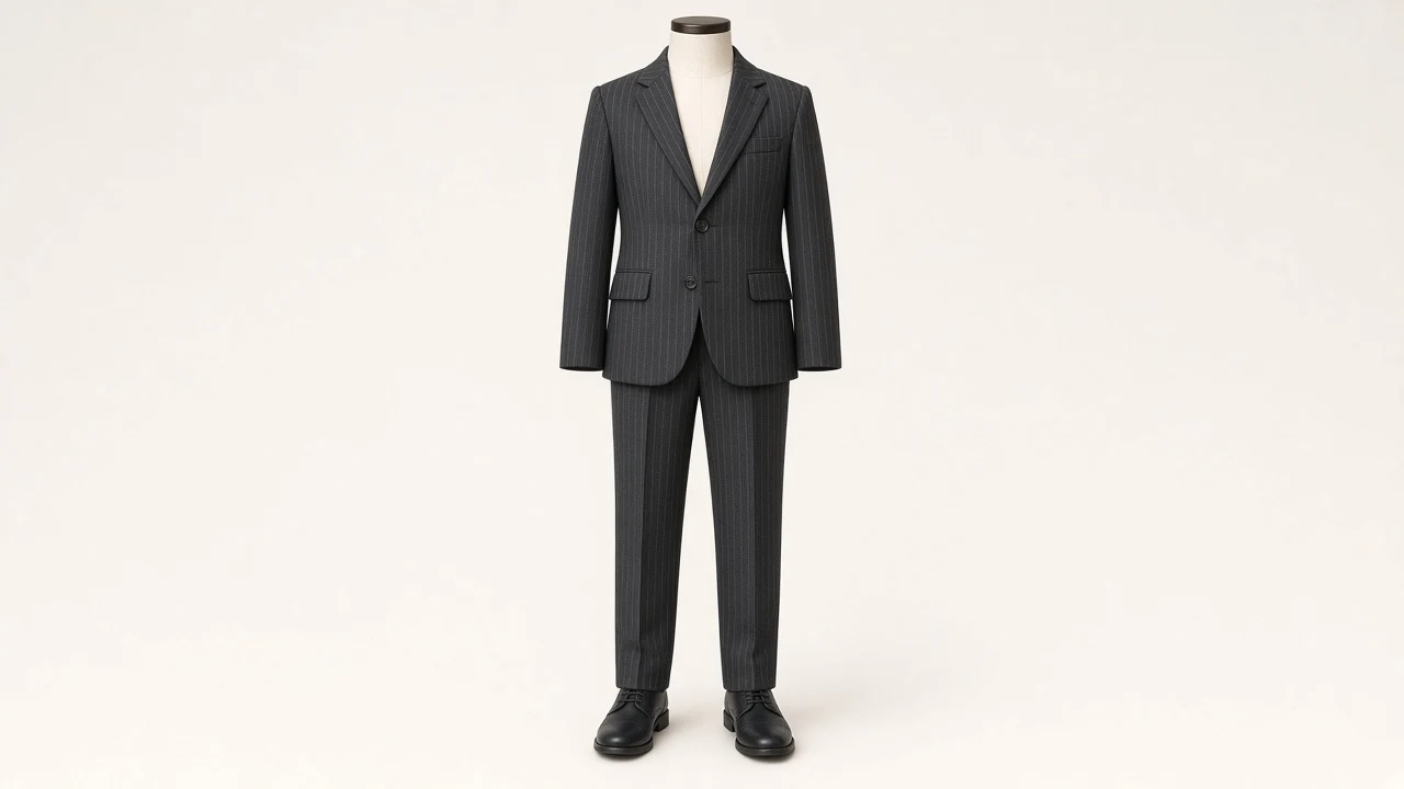 Charcoal Pinstripe Suit – Boys' Charcoal Pinstripe Blazer + Trousers | Custom Tailored Kids