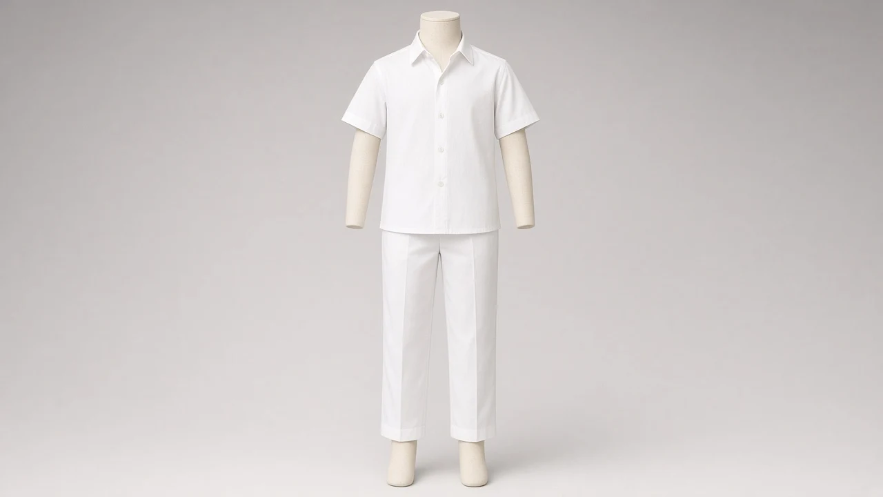 White Cotton Poplin Shirt Trouser Co-ord - Boys Poplin Shirt with Trousers | Custom Tailored