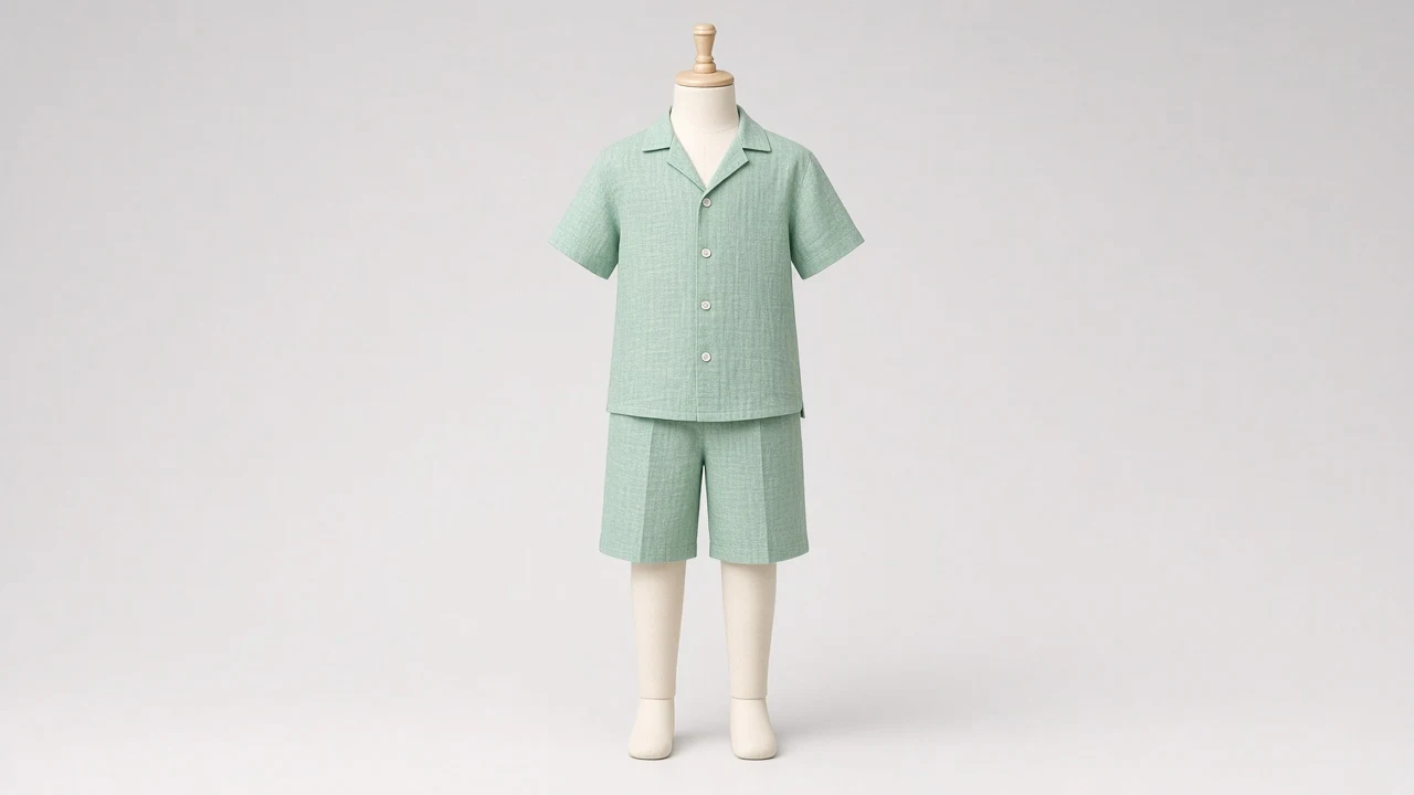 Mint Green Linen Shirt Bermuda Co-ord - Boys Linen Shirt with Bermuda Shorts | Custom Tailored
