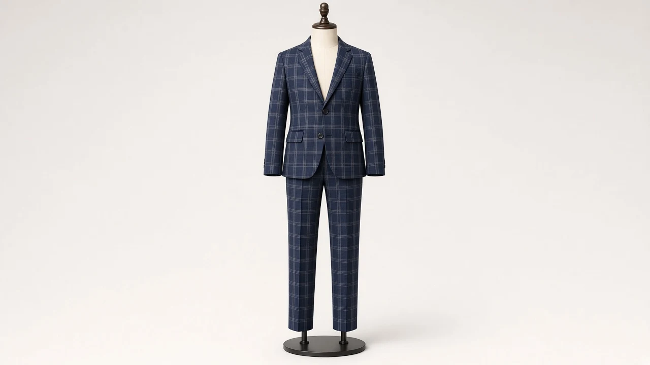 Navy Check Suit – Boys' Navy Check Blazer + Trousers | Custom Tailored Kids