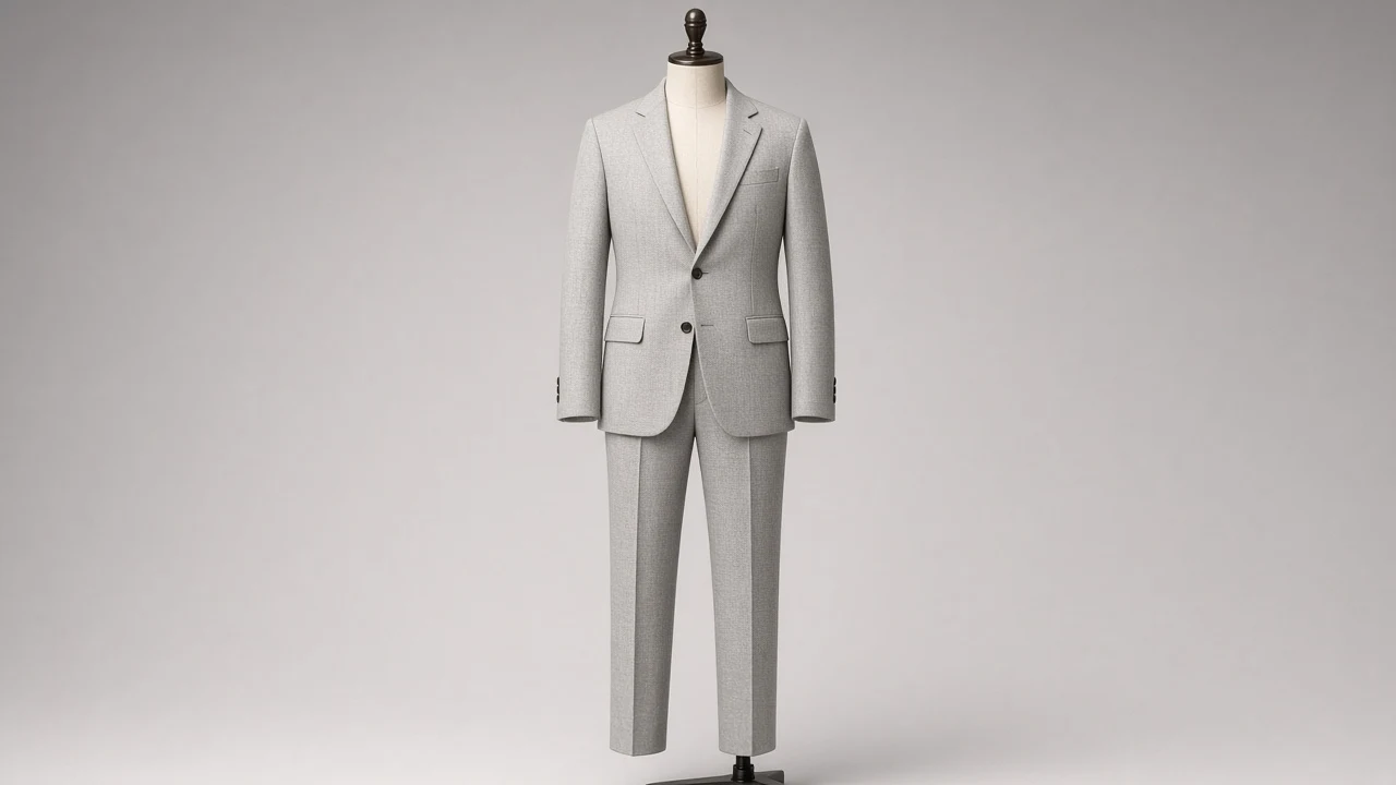 Light Grey Wool Single-Breasted Suit – Men's Light Grey Wool Blazer + Trousers | Custom Tailored