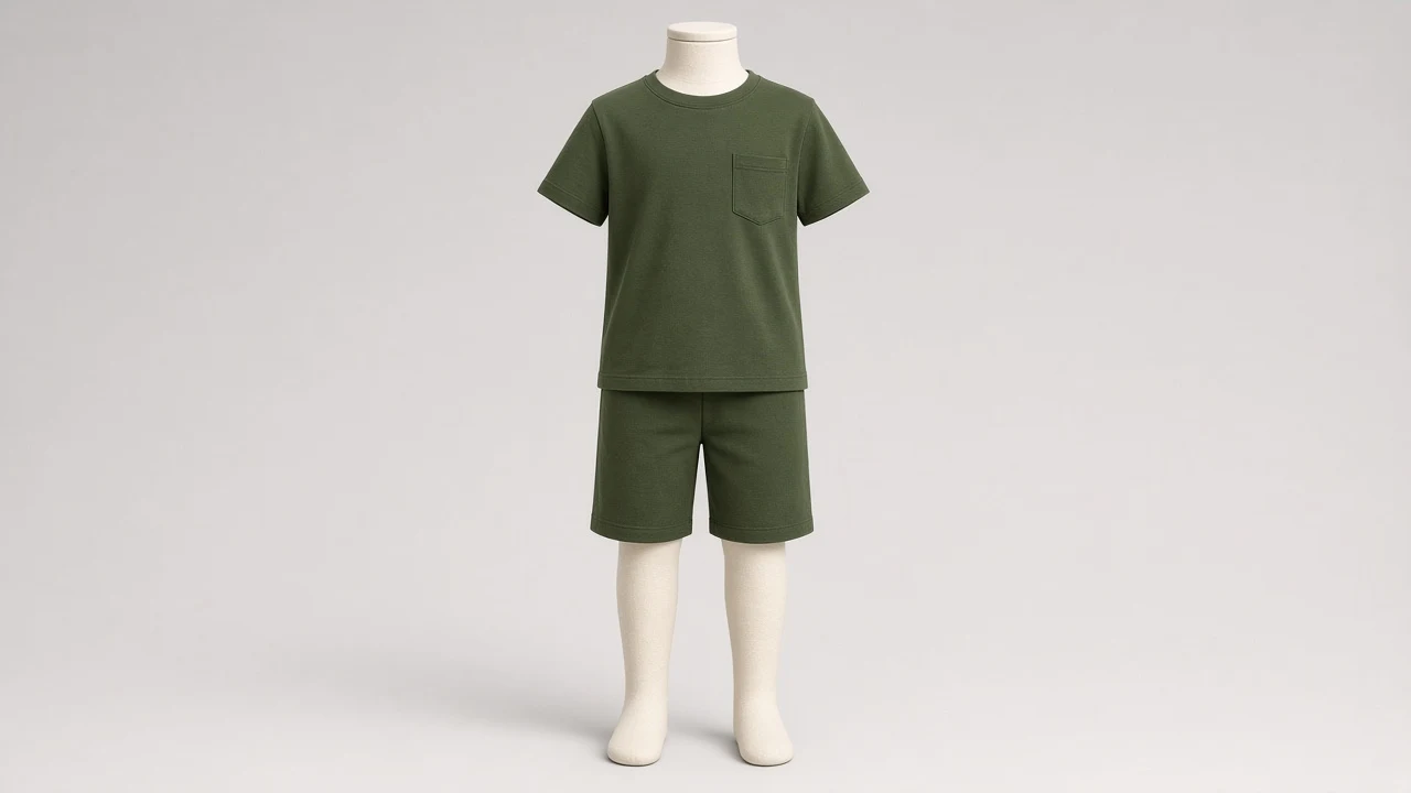 Moss Green Cotton Tee Bermuda Co-ord - Boys Pocket Tee with Bermuda Shorts | Custom Tailored