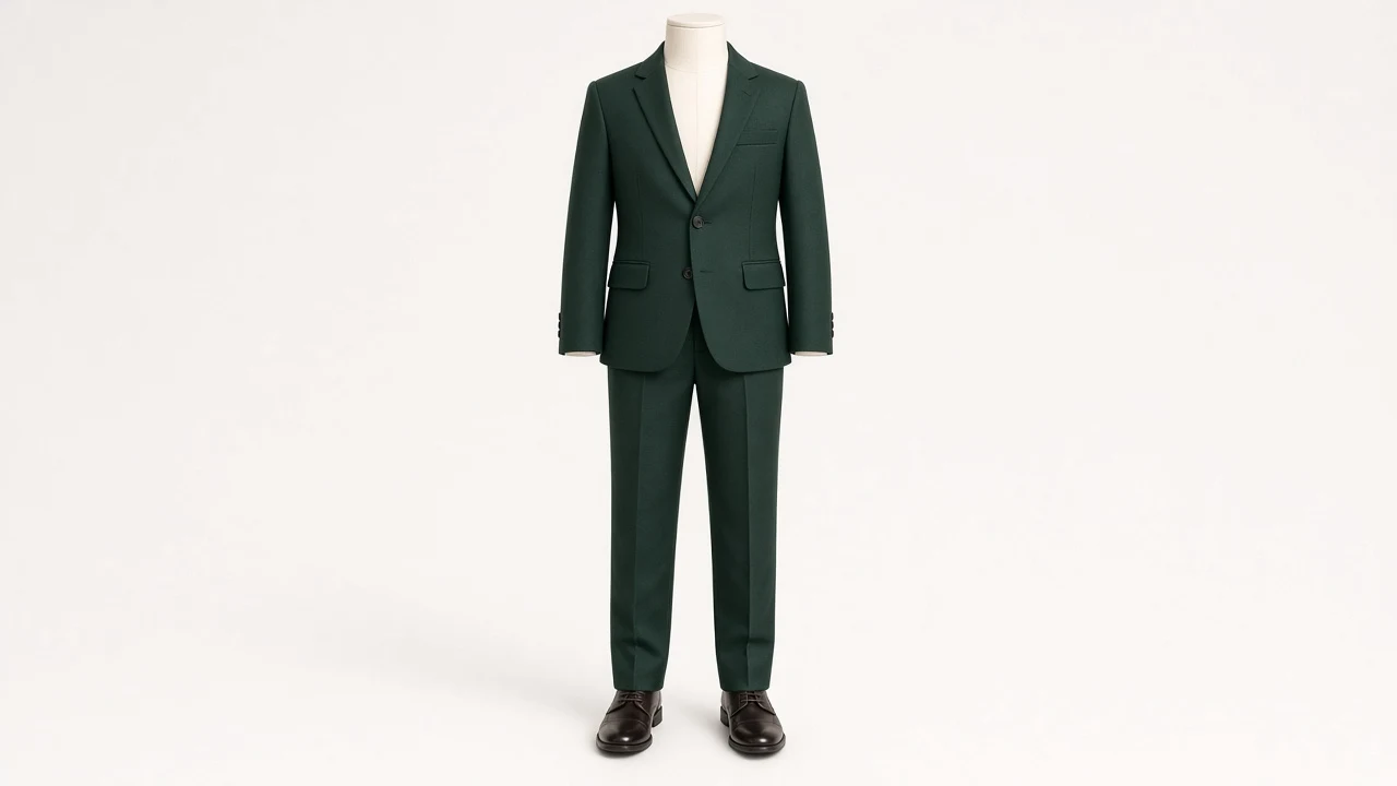 Forest Green Wool Single-Breasted Suit – Boys' Forest Green Wool Blazer + Trousers | Custom Tailored Kids
