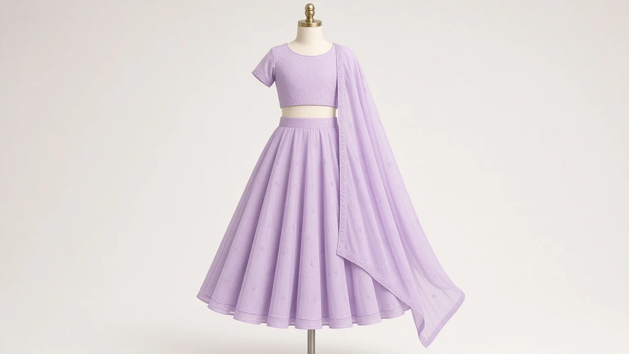 Purple Georgette Party Lehenga – Girls Lilac Purple Georgette Birthday Lehenga | Custom Tailored