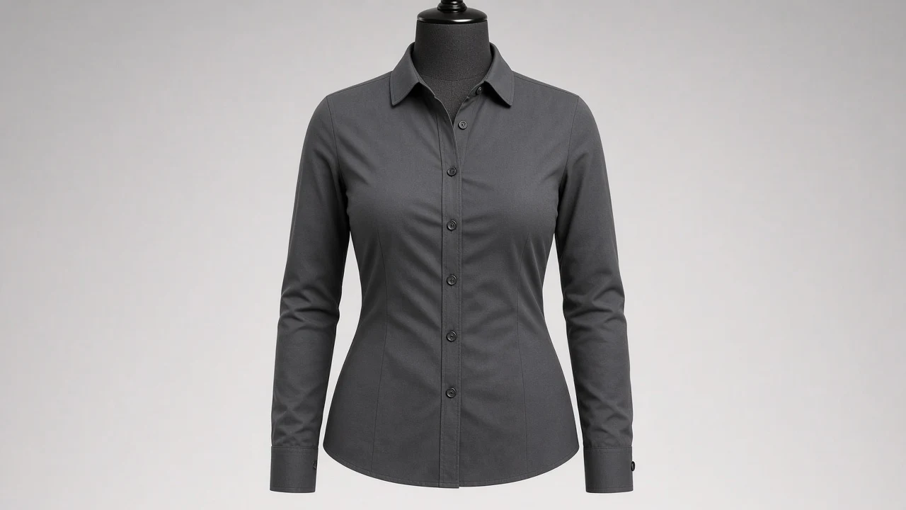 Charcoal Cotton Club Collar Full Sleeve Shirt - Women's Solid Charcoal Club Collar Shirt | Custom Tailored