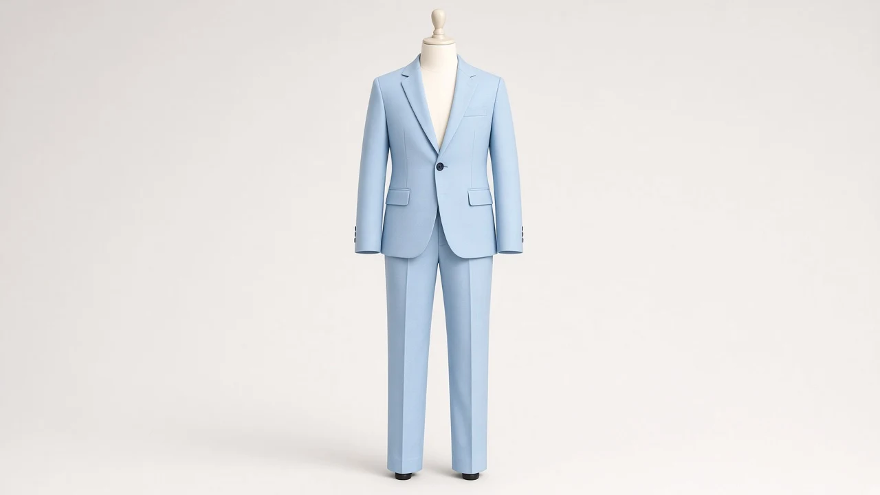 Sky Blue Cotton Single-Breasted Suit – Boys' Sky Blue Cotton Blazer + Trousers | Custom Tailored Kids