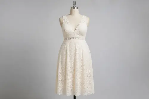 Ivory Lace A-Line Dress – Ivory Cotton Lace A-Line Midi | Custom Tailored
