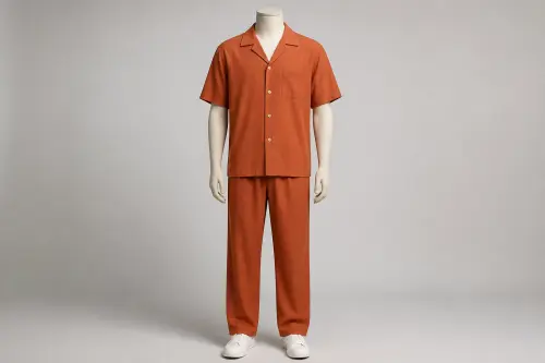 Terracotta Half-Sleeve Cuban Loose Pant Co-ord – Men's Terracotta Cuban Shirt + Loose Pants | Custom Tailored