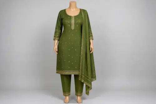 Mehndi Green Cotton Salwar Kameez – Leaf Green Cotton with Gota Work | Custom Tailored
