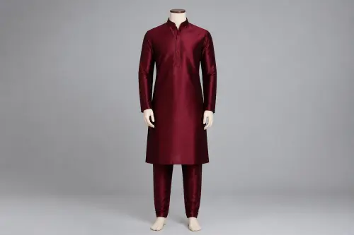 Maroon Silk Kurta Pajama – Men's Maroon Silk Festive Set | Custom Tailored