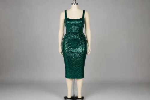 Emerald Sequin Bodycon Dress – Emerald Sequin Midi Bodycon | Custom Tailored