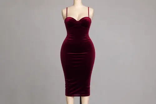 Wine Velvet Bodycon Dress – Wine Velvet Midi Bodycon | Custom Tailored