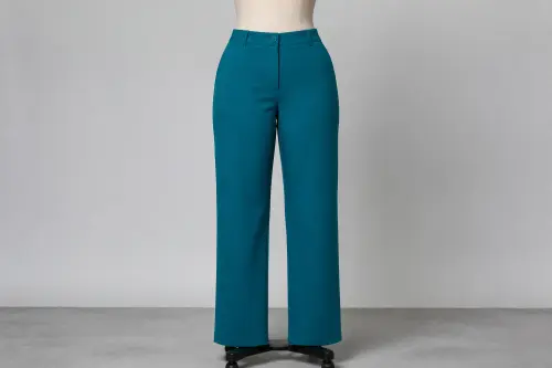 Teal Poplin Straight Trousers – Teal Cotton Poplin Western Pants | Custom Tailored