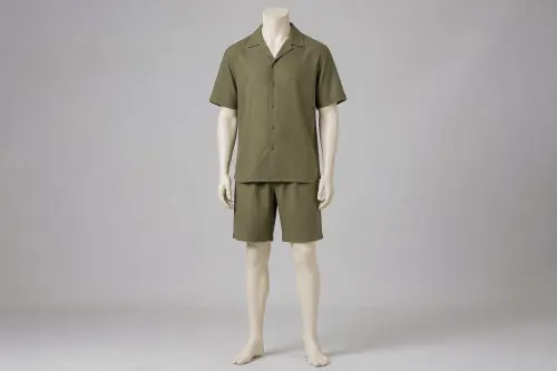 Olive Half-Sleeve Shorts Co-ord – Men's Olive Cuban Shirt + Matching Shorts | Custom Tailored