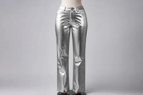 Silver Metallic Straight Pants – Silver Metallic Western Pants | Custom Tailored