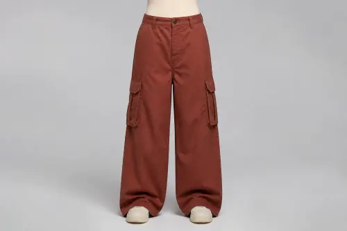 Brick Oversized Cargo Pants – Brick Red Twill Baggy Cargo | Custom Tailored