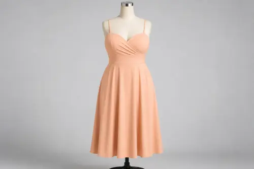 Peach Fit and Flare Dress – Peach Crepe Fit-and-Flare Midi | Custom Tailored