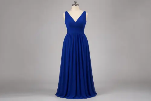 Royal Blue Georgette Gown – Royal Blue Georgette Floor-Length Gown | Custom Tailored