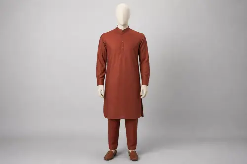 Rust Cotton Kurta Pajama – Men's Rust Cotton Ethnic Set | Custom Tailored