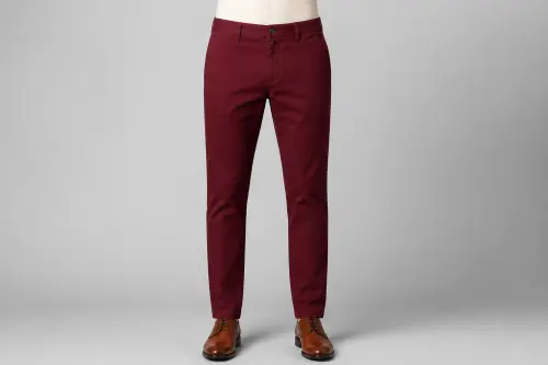 Burgundy Cotton Chino Trousers – Men's Wine Chinos | Custom Tailored