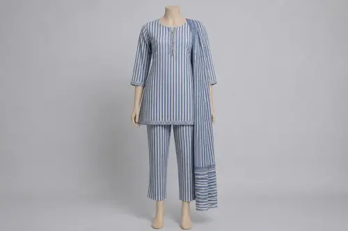 Striped Cotton Kurti Pants Set – Multi Stripes Cotton Kurti with Cigarette pants | Custom Tailored