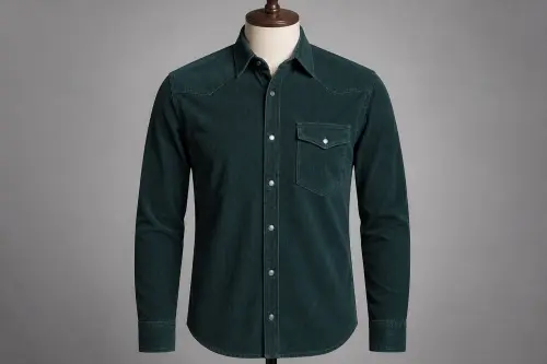 Dark Teal Corduroy Shirt – Men's Teal Corduroy Button-Down | Custom Tailored