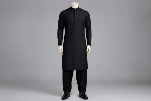 Black Pathani Kurta Pajama – Men's Black Pathani Set | Custom Tailored