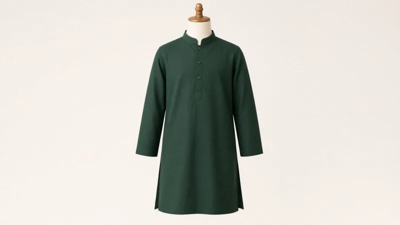 Forest Green Cotton Kurta Set – Boys' Forest Green Cotton Kurta Pajama | Custom Tailored Kids