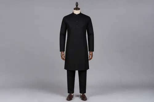 Black Cotton Kurta Pajama – Men's Black Cotton Ethnic Set | Custom Tailored