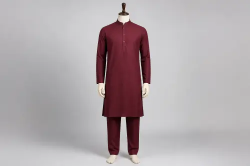 Burgundy Cotton Kurta Pajama – Men's Burgundy Cotton Ethnic Set | Custom Tailored