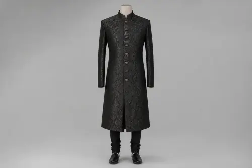 Black Banarasi Sherwani – Men's Black Banarasi Formal Sherwani + Churidar | Custom Tailored