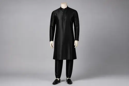 Black Silk Kurta Pajama – Men's Black Silk Festive Set | Custom Tailored