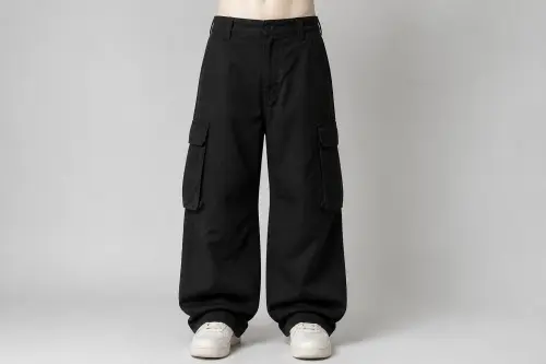 Black Oversized Cargo Pants – Black Twill Baggy Cargo | Custom Tailored